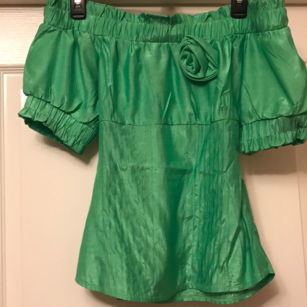 Spring Green off shoulder blouse
